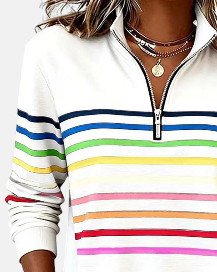 Marlowe | Striped Quarter-Zip Relaxed Jumper