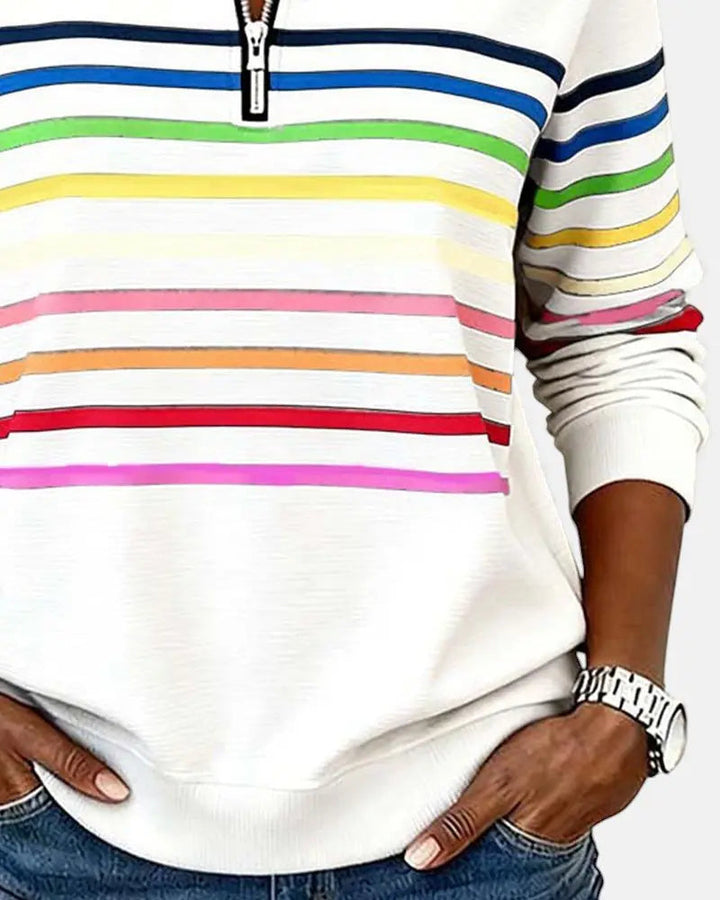 Marlowe | Striped Quarter-Zip Relaxed Jumper