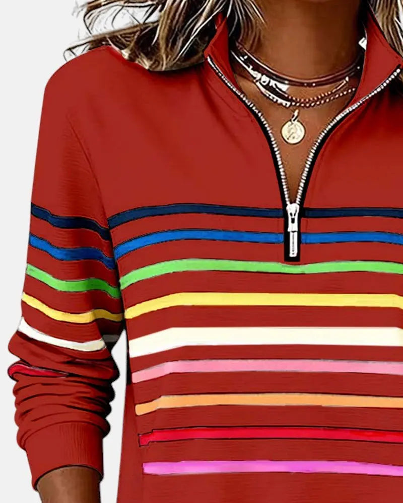 Marlowe | Striped Quarter-Zip Relaxed Jumper