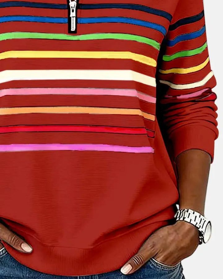 Marlowe | Striped Quarter-Zip Relaxed Jumper