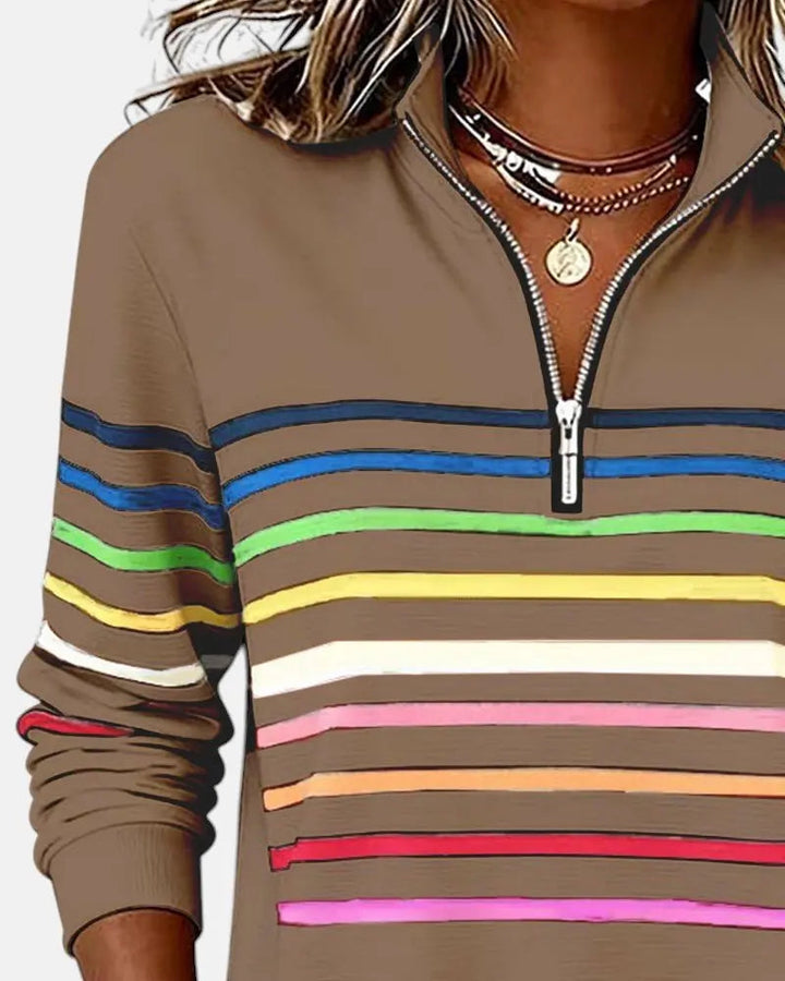 Marlowe | Striped Quarter-Zip Relaxed Jumper