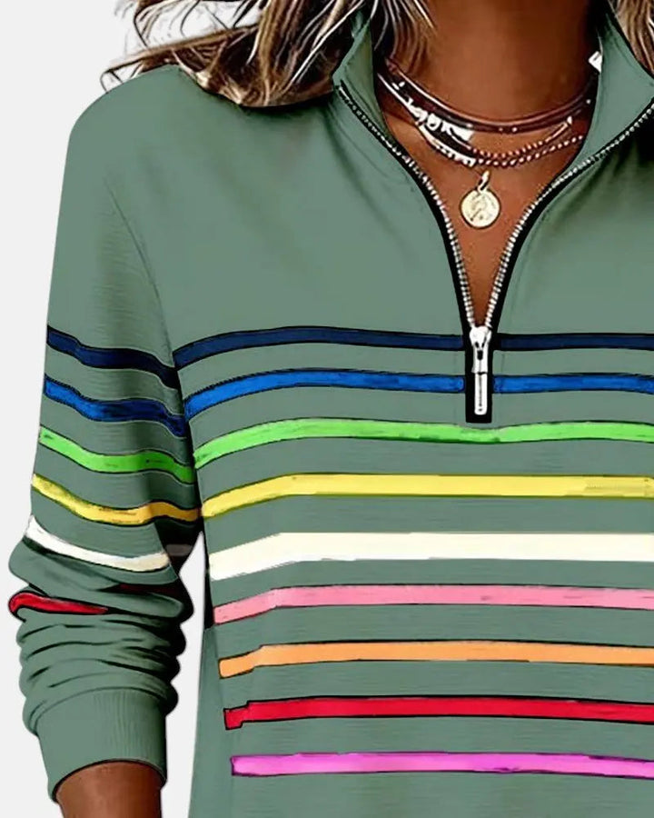 Marlowe | Striped Quarter-Zip Relaxed Jumper