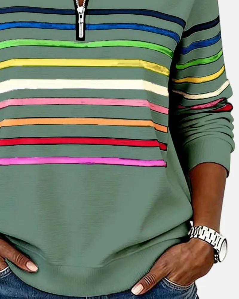 Marlowe | Striped Quarter-Zip Relaxed Jumper