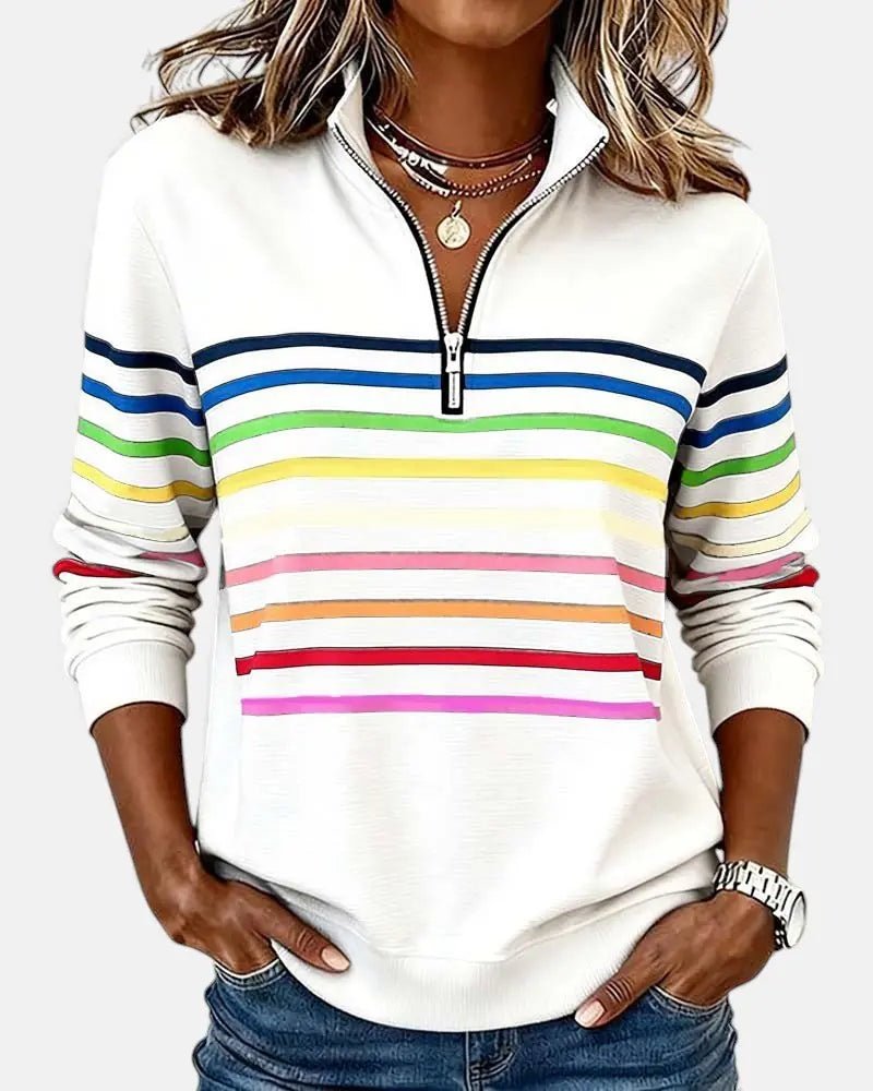 Marlowe | Striped Quarter-Zip Relaxed Jumper