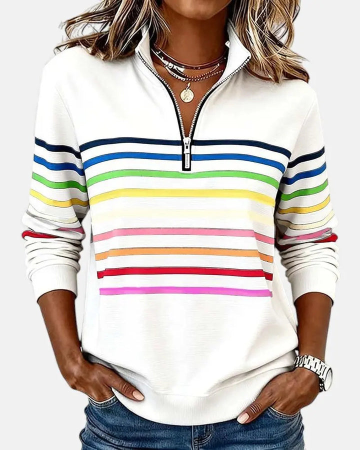 Marlowe | Striped Quarter-Zip Relaxed Jumper