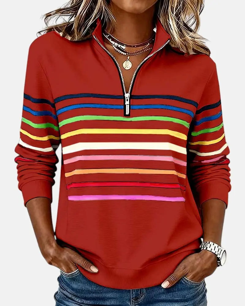 Marlowe | Striped Quarter-Zip Relaxed Jumper