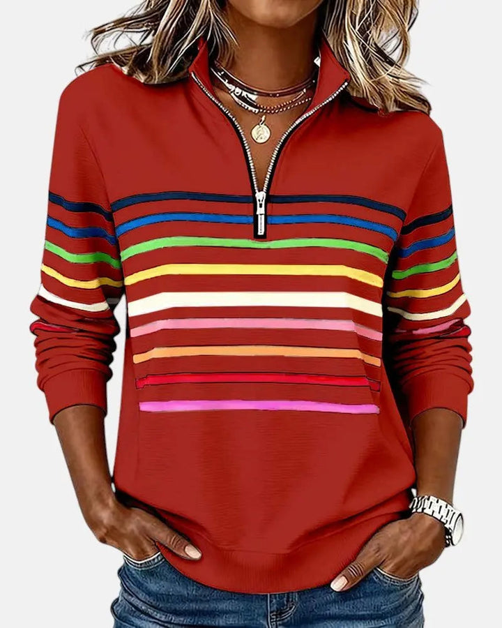 Marlowe | Striped Quarter-Zip Relaxed Jumper