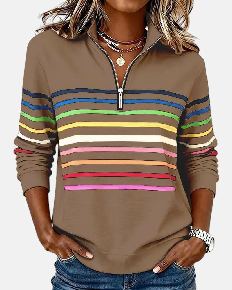 Marlowe | Striped Quarter-Zip Relaxed Jumper
