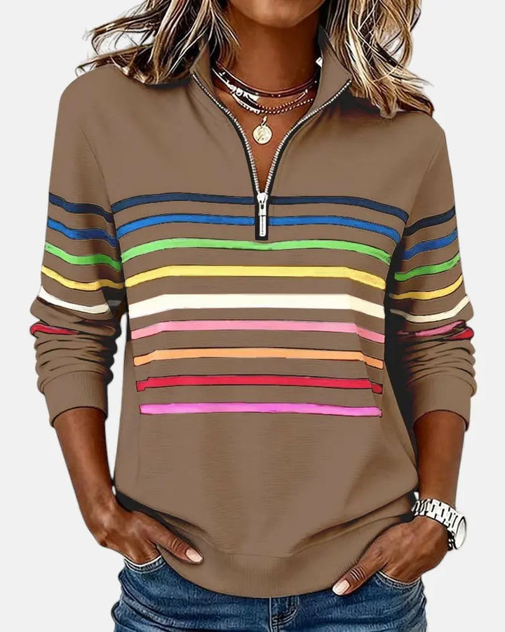 Marlowe | Striped Quarter-Zip Relaxed Jumper