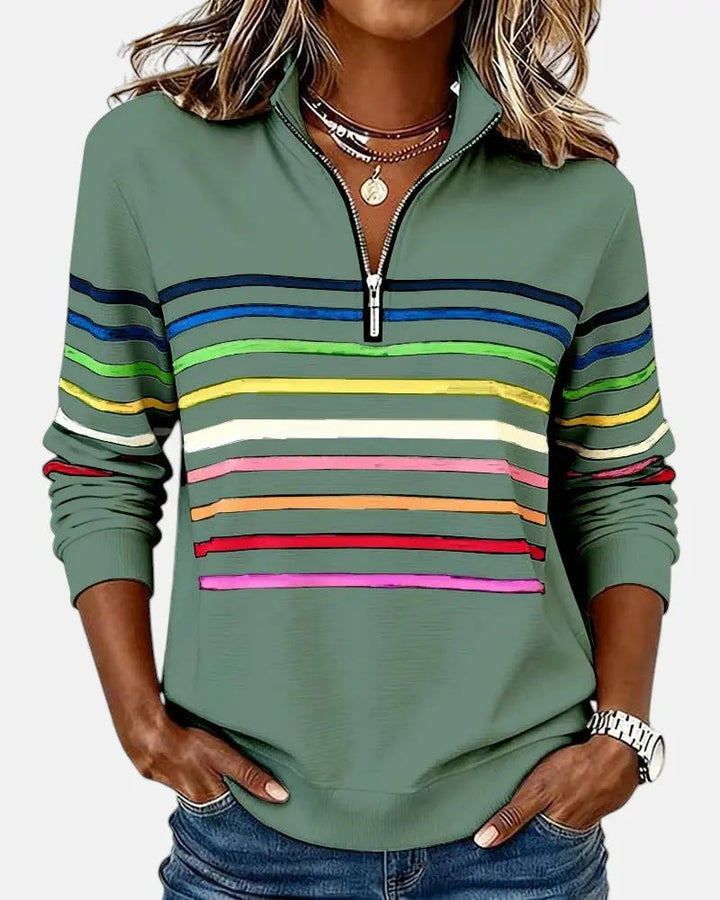 Marlowe | Striped Quarter-Zip Relaxed Jumper