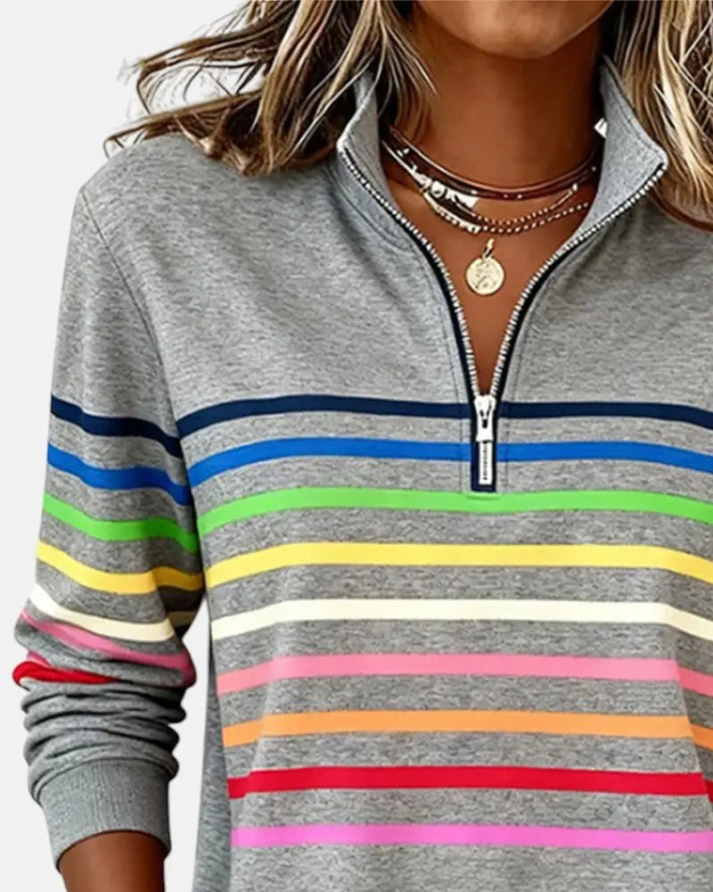 Marlowe | Striped Quarter-Zip Relaxed Jumper