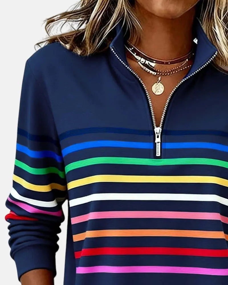 Marlowe | Striped Quarter-Zip Relaxed Jumper